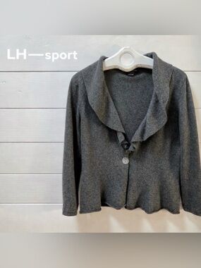 LH SPORT – Grey 100% Cashmere Cardigan (L)